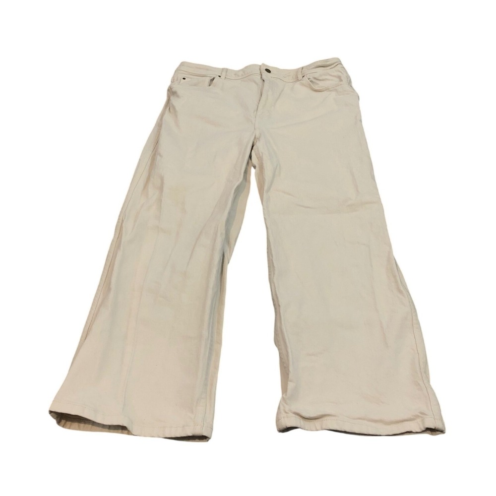 Sezane Denim Jeans Womens 46 Ecru Wide Leg High Rise Cotton Jeans